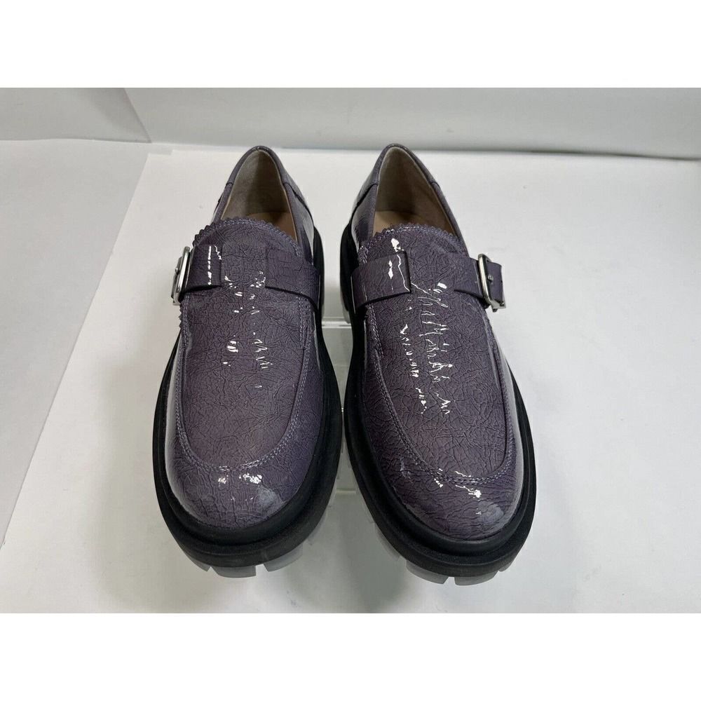Free People Purple Gray Loafer Lug Sole Patent Leather Shoes 40 EU 9-9.5 US New - Picture 15 of 16